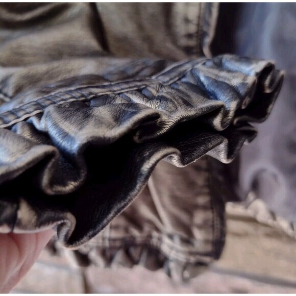 Outerwear by Lisa Jacket Gold Metallic W Black Distressed Finish Vegan Leather - Picture 7 of 14